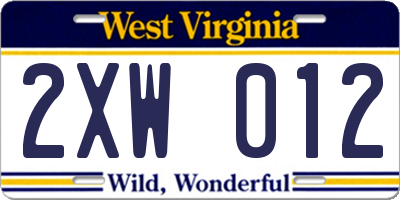 WV license plate 2XW012
