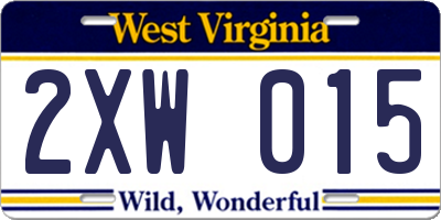 WV license plate 2XW015