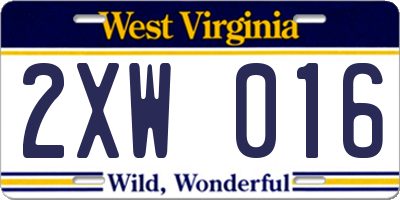 WV license plate 2XW016
