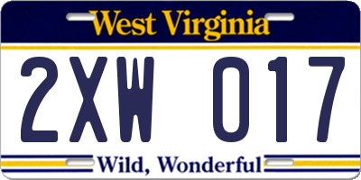 WV license plate 2XW017