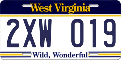 WV license plate 2XW019
