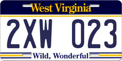 WV license plate 2XW023