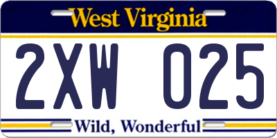 WV license plate 2XW025
