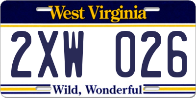 WV license plate 2XW026