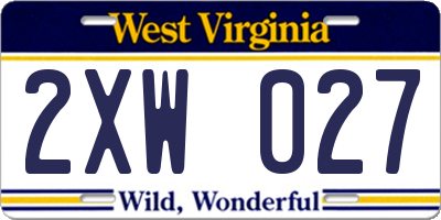 WV license plate 2XW027