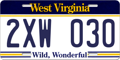 WV license plate 2XW030