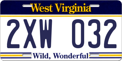 WV license plate 2XW032