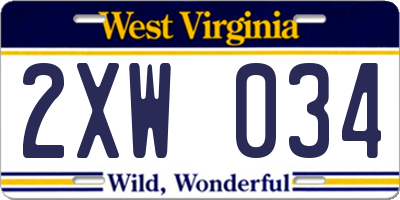 WV license plate 2XW034