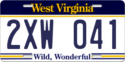 WV license plate 2XW041