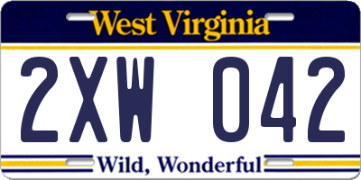 WV license plate 2XW042