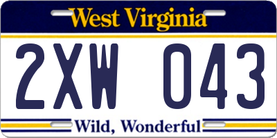 WV license plate 2XW043