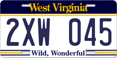 WV license plate 2XW045