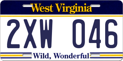 WV license plate 2XW046