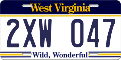 WV license plate 2XW047