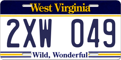 WV license plate 2XW049