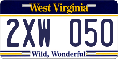 WV license plate 2XW050