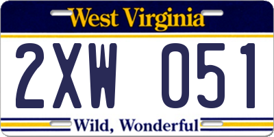 WV license plate 2XW051