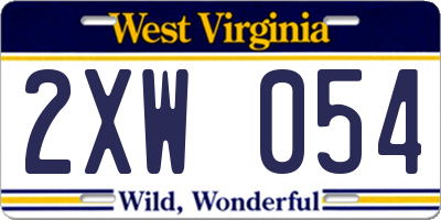 WV license plate 2XW054