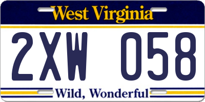 WV license plate 2XW058