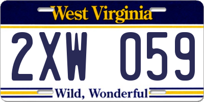 WV license plate 2XW059