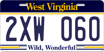 WV license plate 2XW060