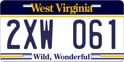 WV license plate 2XW061