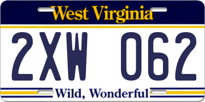 WV license plate 2XW062