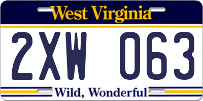 WV license plate 2XW063
