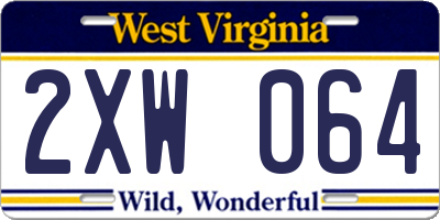 WV license plate 2XW064