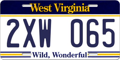 WV license plate 2XW065