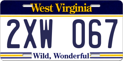 WV license plate 2XW067