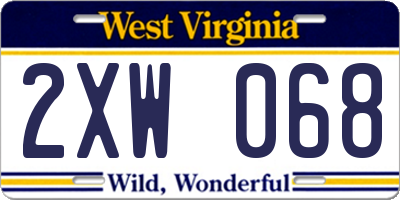 WV license plate 2XW068