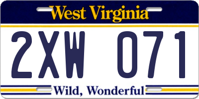 WV license plate 2XW071