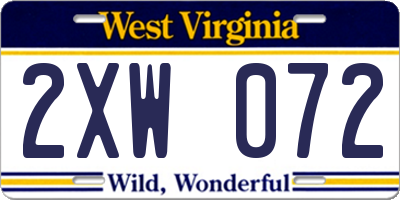 WV license plate 2XW072