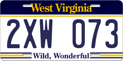 WV license plate 2XW073