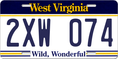 WV license plate 2XW074