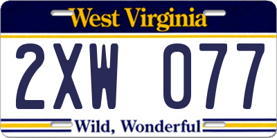 WV license plate 2XW077
