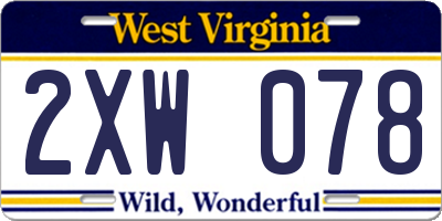 WV license plate 2XW078