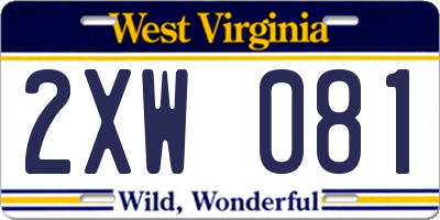 WV license plate 2XW081