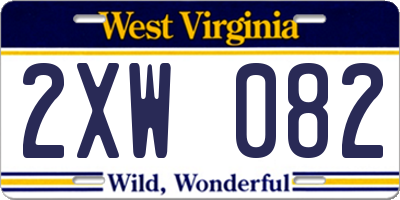 WV license plate 2XW082