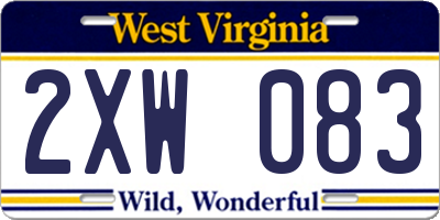WV license plate 2XW083