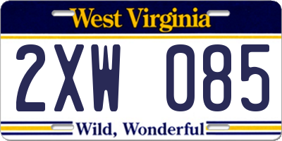 WV license plate 2XW085