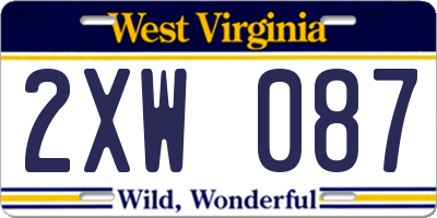WV license plate 2XW087