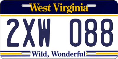 WV license plate 2XW088