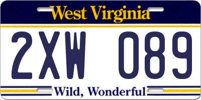 WV license plate 2XW089