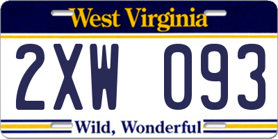 WV license plate 2XW093
