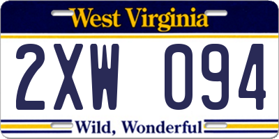 WV license plate 2XW094