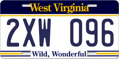 WV license plate 2XW096