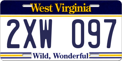 WV license plate 2XW097
