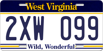 WV license plate 2XW099